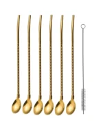 𝐒𝐭𝐚𝐢𝐧𝐥𝐞𝐬𝐬 𝐒𝐭𝐫𝐚𝐰 𝐒𝐩𝐨𝐨𝐧 𝐒𝐞𝐭 (6-Piece with Brush) - Image 2