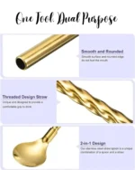 𝐒𝐭𝐚𝐢𝐧𝐥𝐞𝐬𝐬 𝐒𝐭𝐫𝐚𝐰 𝐒𝐩𝐨𝐨𝐧 𝐒𝐞𝐭 (6-Piece with Brush) - Image 3